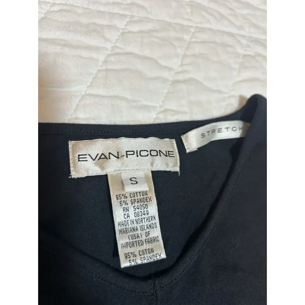 Evan-Picone Black Sleeveless Women's cotton Spandex tank top V-Neck Sz S vintage - Picture 4 of 5